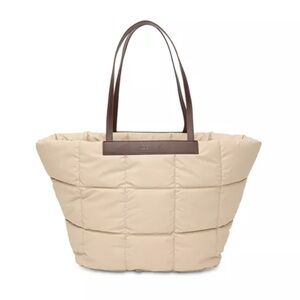 VEE Collective Elegant Cream Tote Bag with Brown Accents